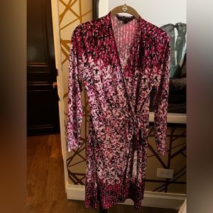 BCBG Maxarzia pink/purple patterned wrap dress
